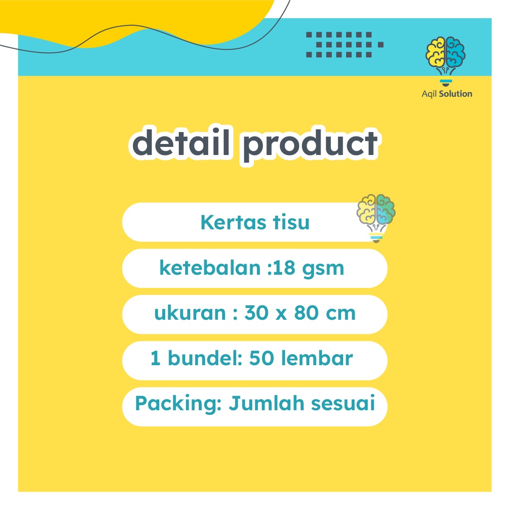 (30x88cm=50 pcs) Kertas Tisu Packing Gift Aesthetic Hampers Baju Sepatu Tas Hijab dll  By Aqilsolution