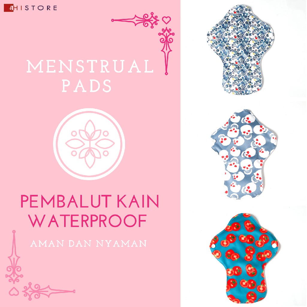 [HI] 4 PCS PEMBALUT KAIN CLOTH MENSTRUAL PADS MENSPAD WATERPROOF BAHAN BAMBOO CHARCOAL ANTI BAKTERI