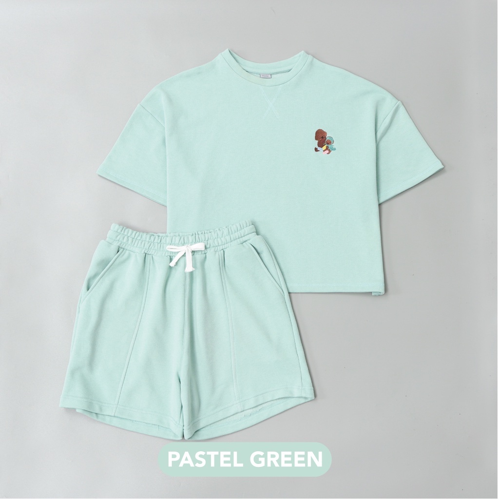 Mooi x Kellysco Oversized Set Setelan Wanita (MOM)-PASTEL GREEN
