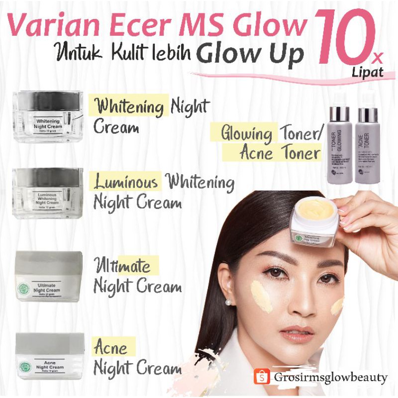 Jual ECER CREAM MALAM MS GLOW / NIGHT CREAM MS GLOW / FACIAL WASH MS