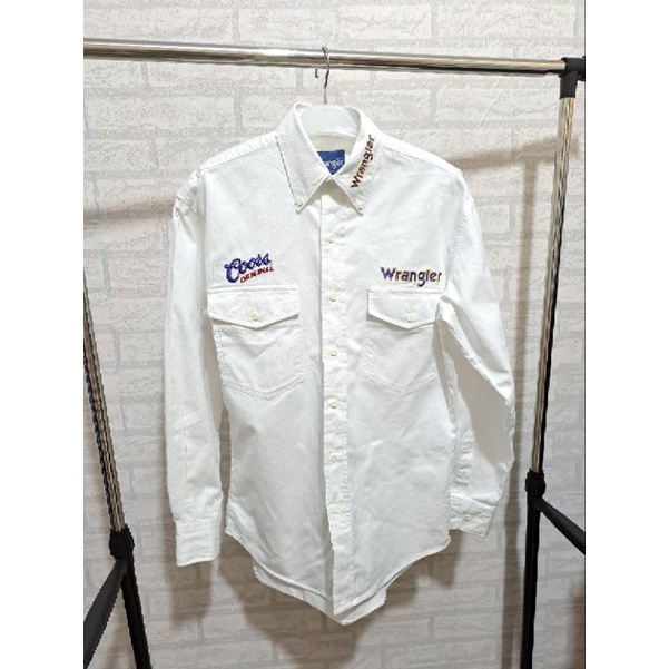 kemeja denim putih wrangler