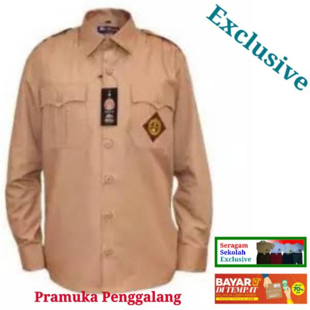 Seragam Sekolah Kemeja Pramuka Penggalang Model' Lengan Panjang dan Lengan Pendek KIALITAS KAIN TERB