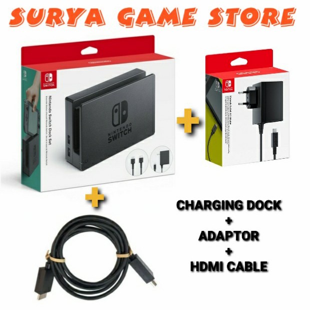 Nintendo Switch Charging Dock/Docking+Ac Adaptor/Adapter+Hdmi Cable