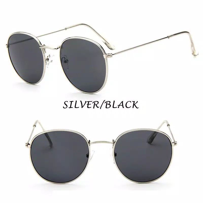 Kacamata Wanita Lensa Rangka Transparan Retro Vintage Metal Frame Eyeglasses-SILVER HITAM