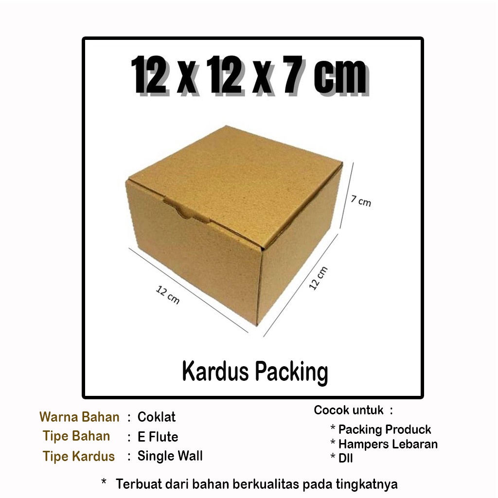 

Kardus Packing 12x12x7 cm | Box Paket | Box Hampers | Box Kemasan | Box Roti | Box Kue Kering 250gr Isi 1 Toples
