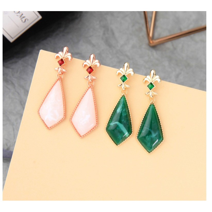 LRC Anting tusuk Fashion  Flower Geometric Rhombus Acrylic Earrings