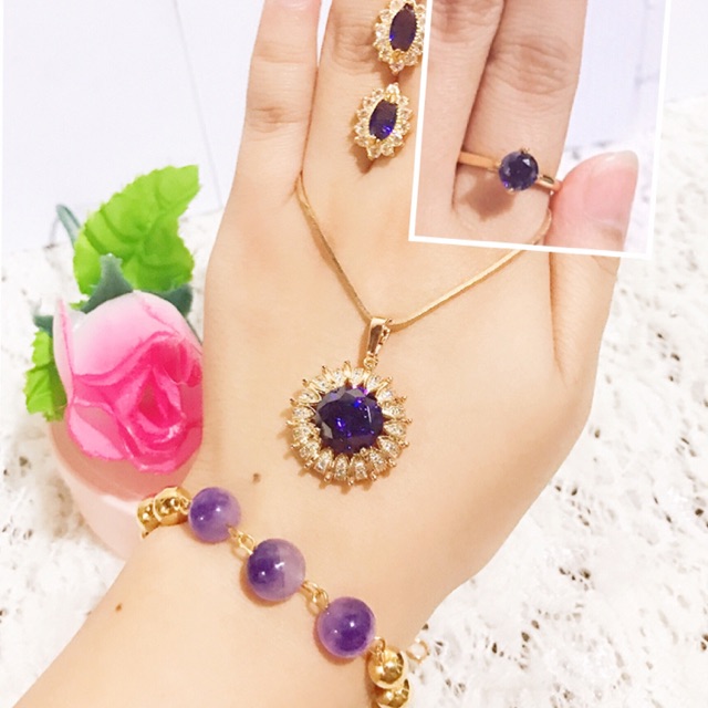 set giok warna ungu gelang rantai ungu 88