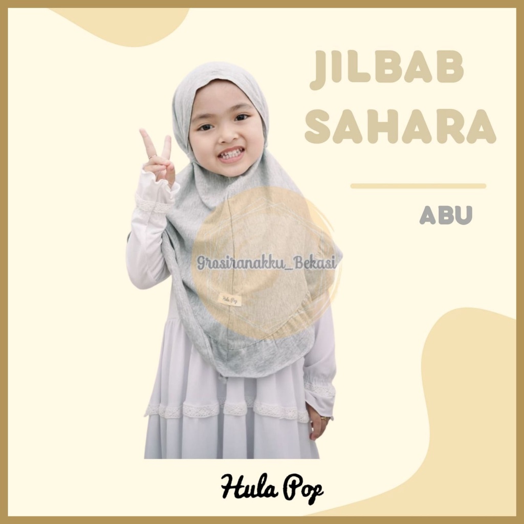 Jilbab Anak Sahara Hullapop Warna Abu Size 1-5tahun