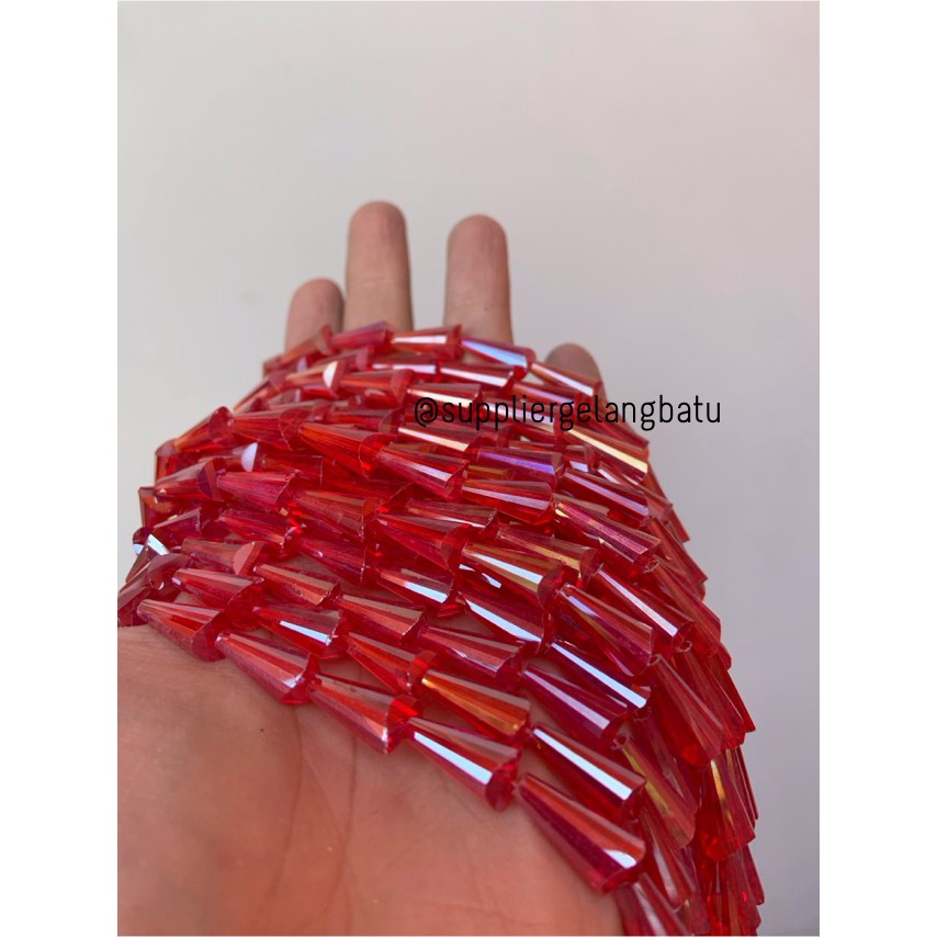 kristal terompet 16 x 10mm RED MERAH blink payet rajut gelang kalung