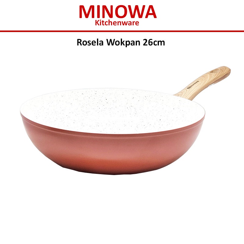 Frypan Minowa Keramik Stone White Marble - Frypan Japan technology - WOkpan 36 cm ceramic