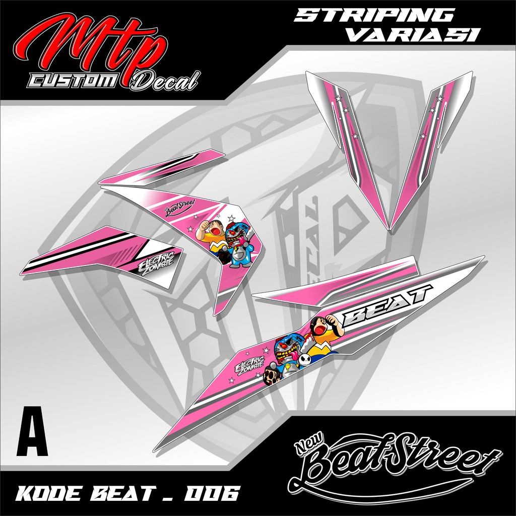 Stiker Beat-Striping Sticker Beat ESP street-Variasi List Motor Beat Street Motif Doraemon Mtp 006