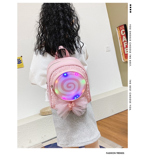 Tas Ransel LED lollipop candy TR05 anak perempuan tk sd paud fashion