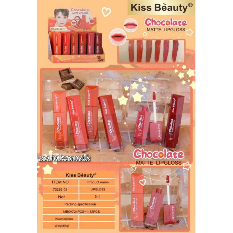 PROMO H/BOX LIP GLOSS VELVET MATE KISS BEAUTY WARNA NUDE | CHOCOLATE MATTE