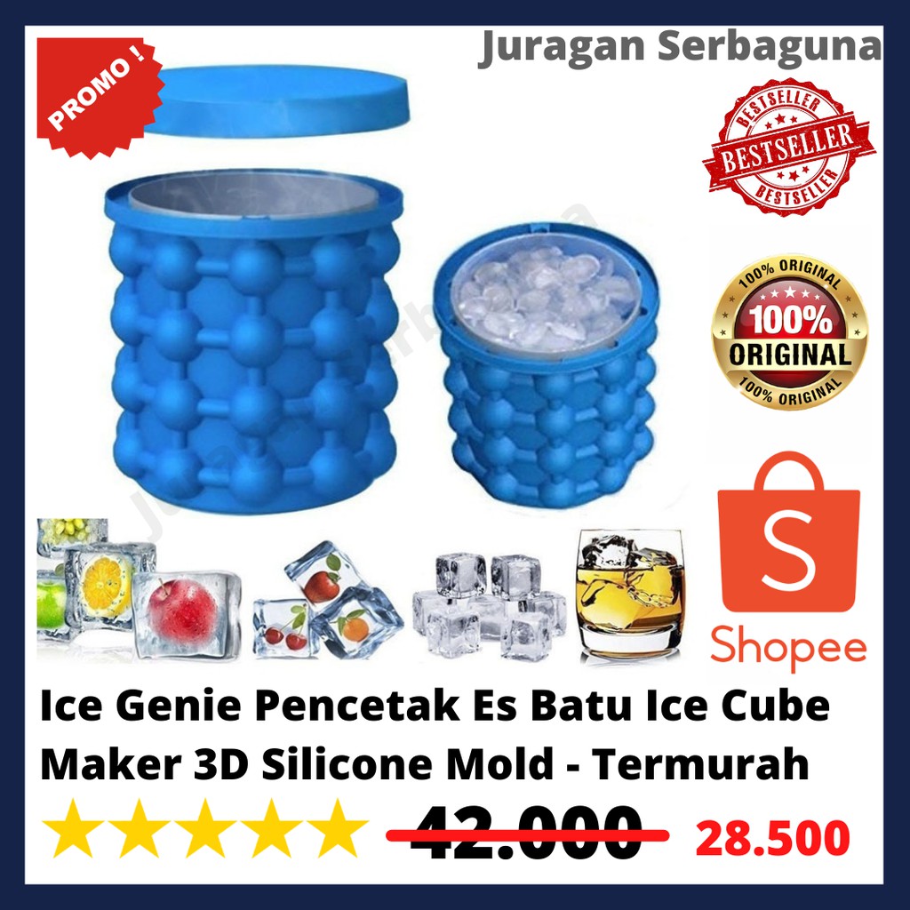 Ice Genie Pencetak Es Batu Ice Cube Maker 3D Silicone Mold - Termurah