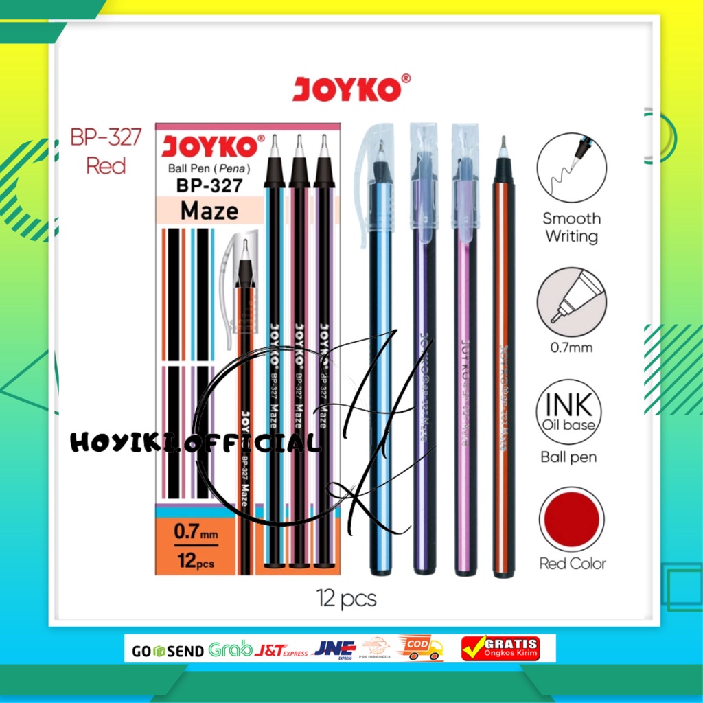 

JOYKO Ball Pen Pulpen Pena Joyko BP-327 Maze 0.7 mm PERBOX Isi 12 PCS