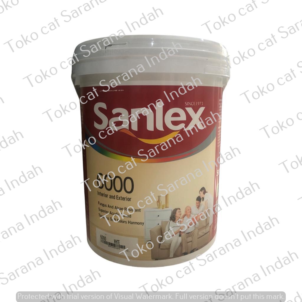 SANLEX 6000 - WHITE 5KG CAT TEMBOK DALAM CAT DINDING DALAM CAT DINDING LUAR CAT TEMBOK LUAR BERKUALITAS