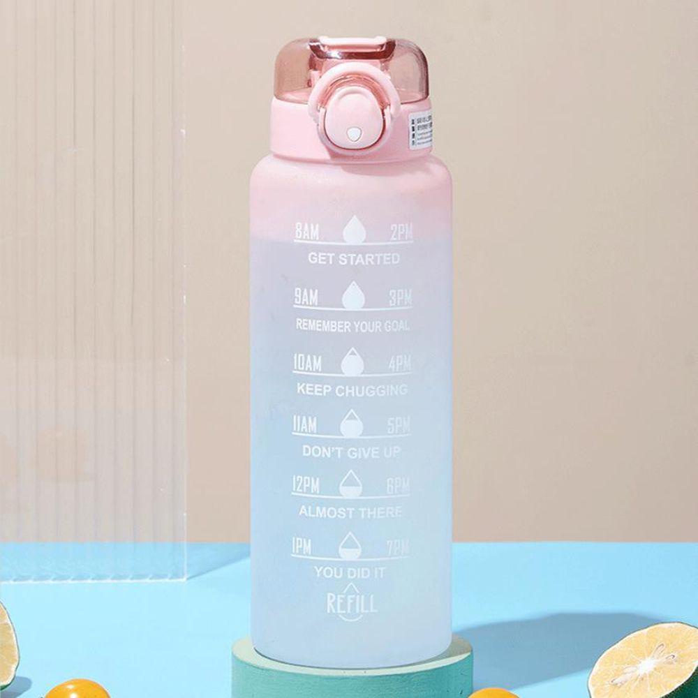 Preva Water Bottle Sport Cups Botol Air Dengan Sedotan Frosted Fitness Dengan Skala Waktu