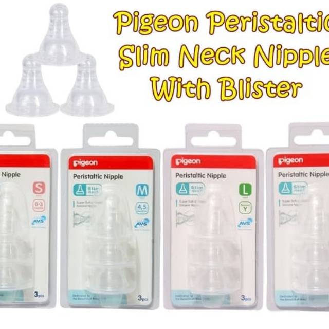 Pigeon peristatlic slim neck  nipple blister s/m/l  /dot pigeon ulir peristaltic