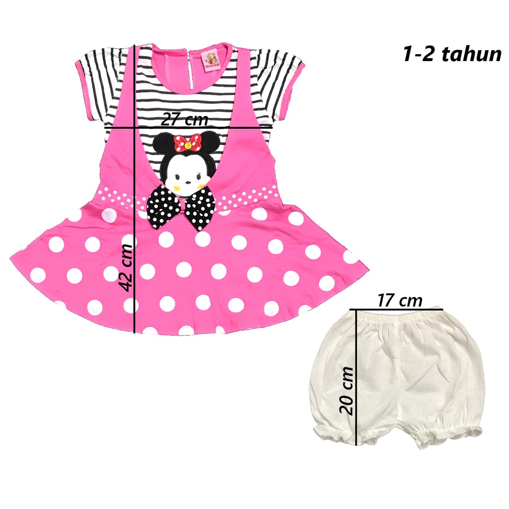 BAYIe - Setelan Baju Anak/Bayi Dress Perempuan motif TSUM PITA YUNISA/Pakaian anak cewek 1-2 tahun