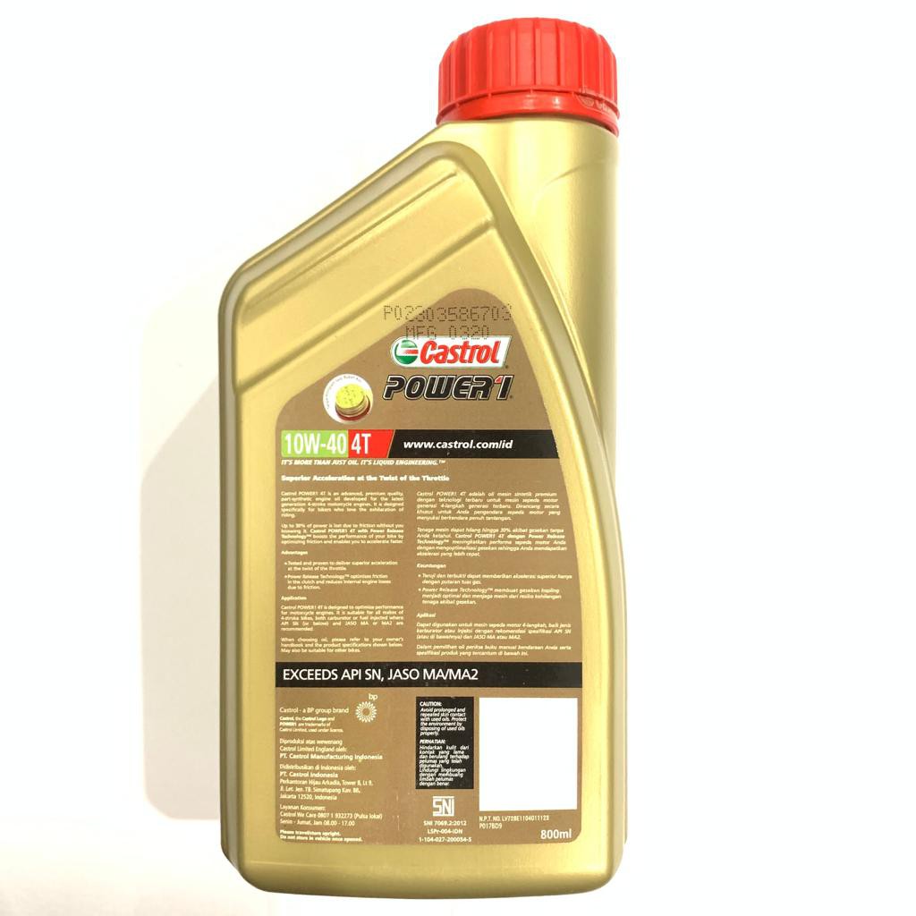 OLI MOTOR CASTROL POWER 1 10W40 4T POWER RELEASE 800ML FULL SYNTHETIC