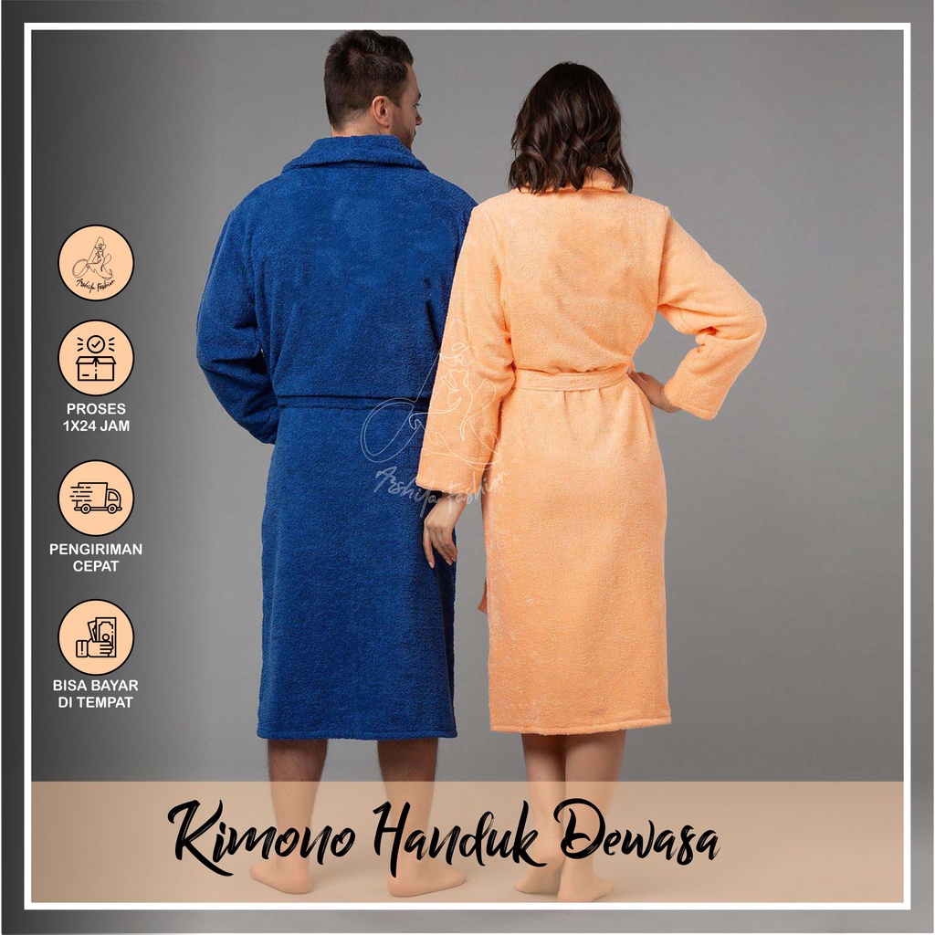 Kimono Handuk DEWASA COUPLE CEWEK COWOK 2 PCS WARNA SAMA