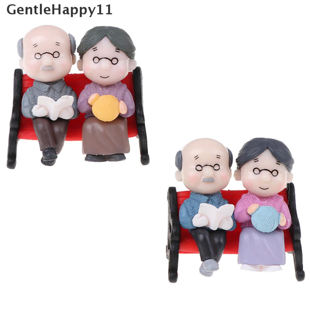 Gentlehappy 1 Set Miniatur Kakek Nenek Untuk Dekorasi Lansekap Mikro / Rumah Boneka