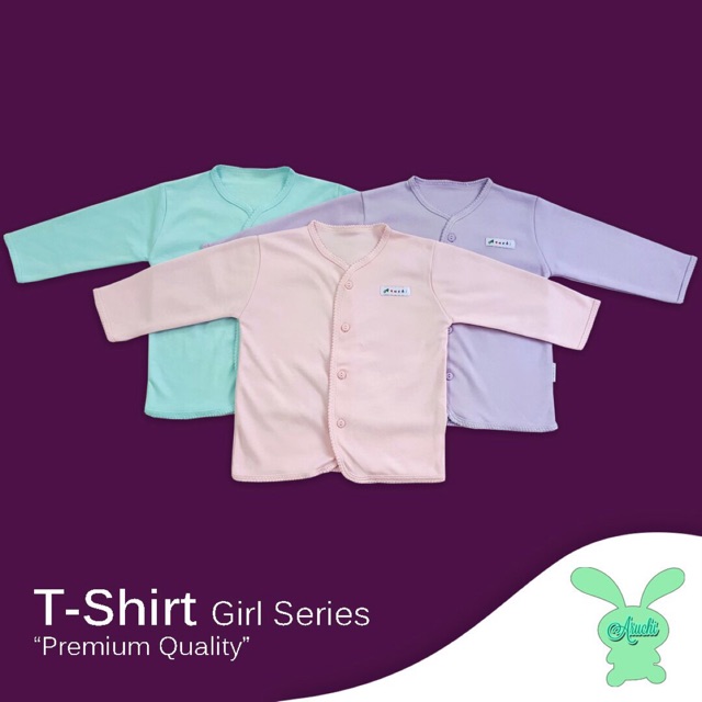 Aruchi POLOS NB S M L XL XXL (3pcs) Baju Panjang Kancing Depan / Oblong Bayi Anak