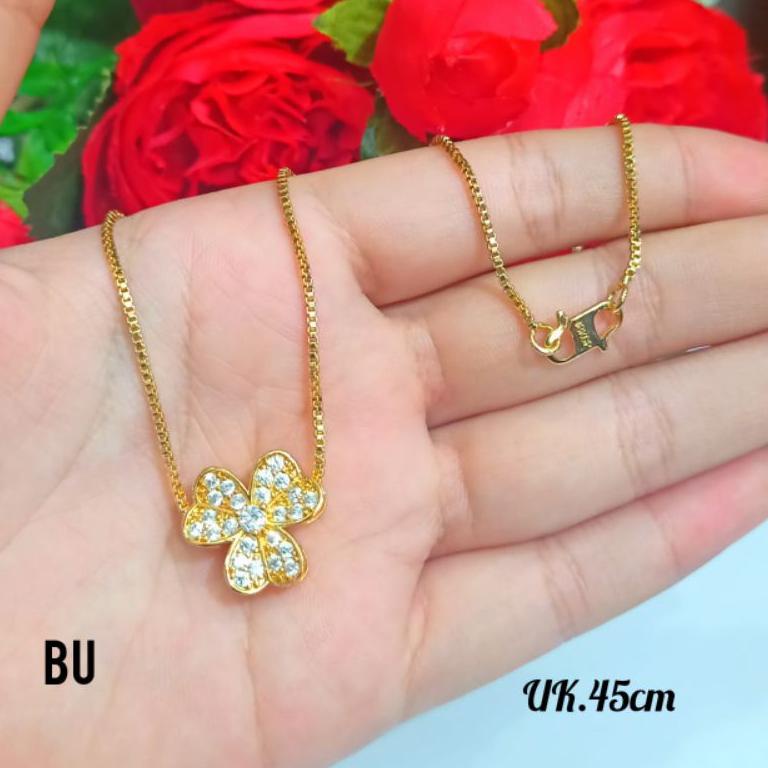 H6V7 Kalung+Liontin ring permata termanis ,perhiasan wanita Korea tidak karat ** HNM
