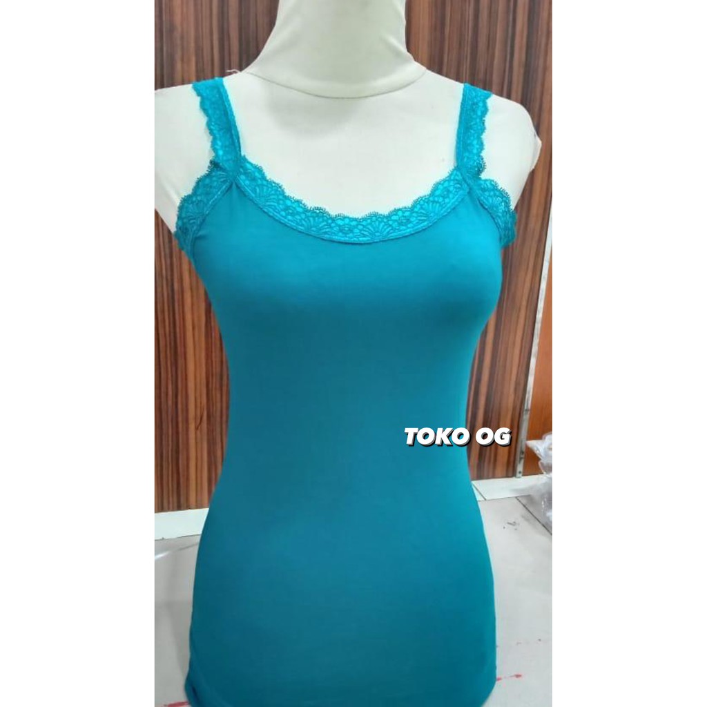 TANKTOP WANITA RENDA FULL RAYON SPANDEX TANK TOP KAMISOL GUBALI FREESIZE DEWASA