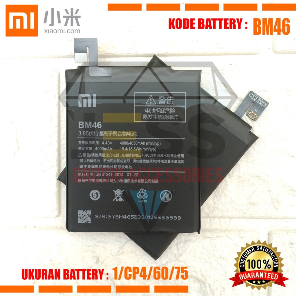 Baterai Battery Original Xiaomi BM46 &amp; BM-46 For Tipe HP Redmi Note 3 , Redmi Note 3 pro , Note 3pro , Note 3 SE , Note 3SE