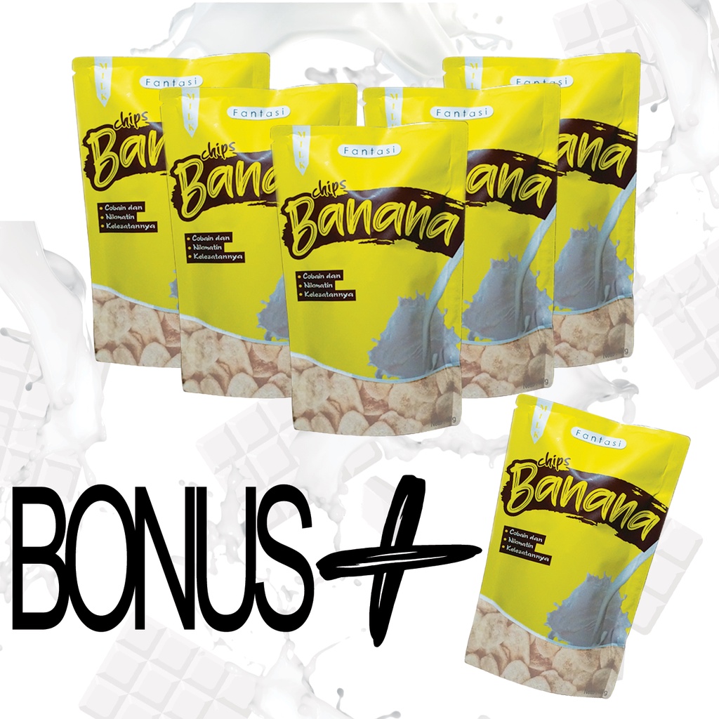 

Paket Ngemil Keluarga Chips Banana Milk Beli 5 BONUS 1