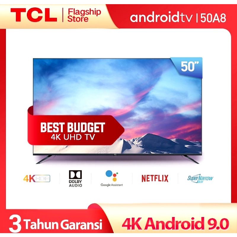 Led Tv 50 Inch TCL 50A8 Smart Android 4k Uhd Tv