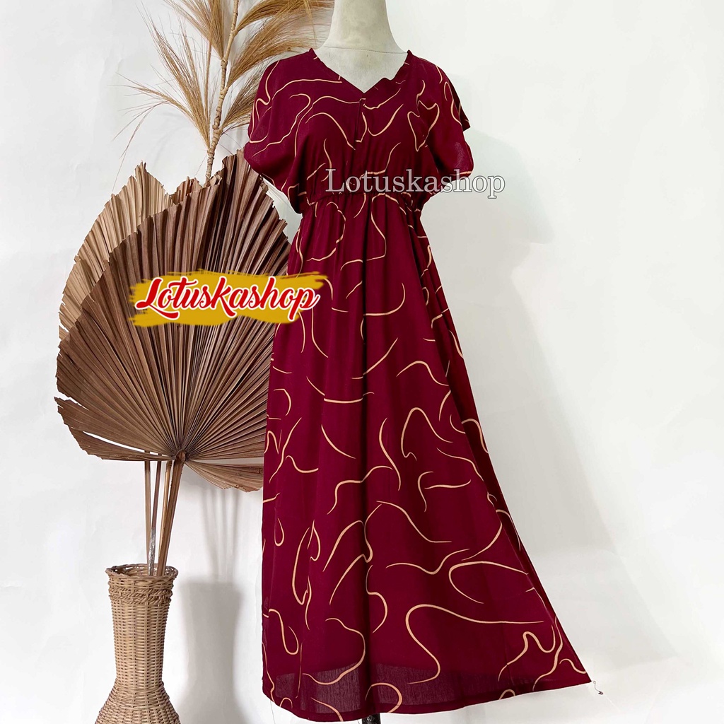 Dress Manohara Bali Panjang Molusca-Molusca Maron