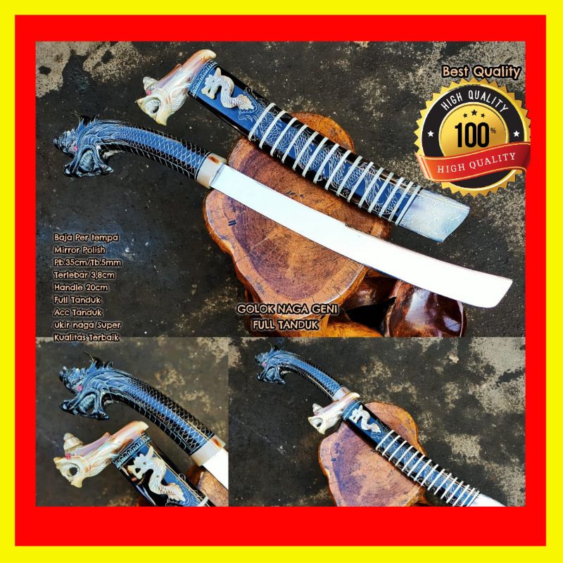 PISAU SEMBELIH NAGA GENI FULL TANDUK SUPER TAJAM BERKWALITAS