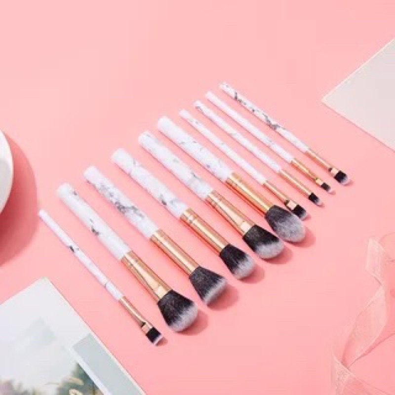 Kuas Makeup Brush Contour  Set Isi 10  - Make Up Brush Marble