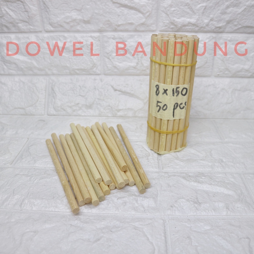 Dowel Kayu 8 mm Panjang 150 mm - Dowel Kayu Stik Bulat Diameter 8mm 15cm 8x15cm