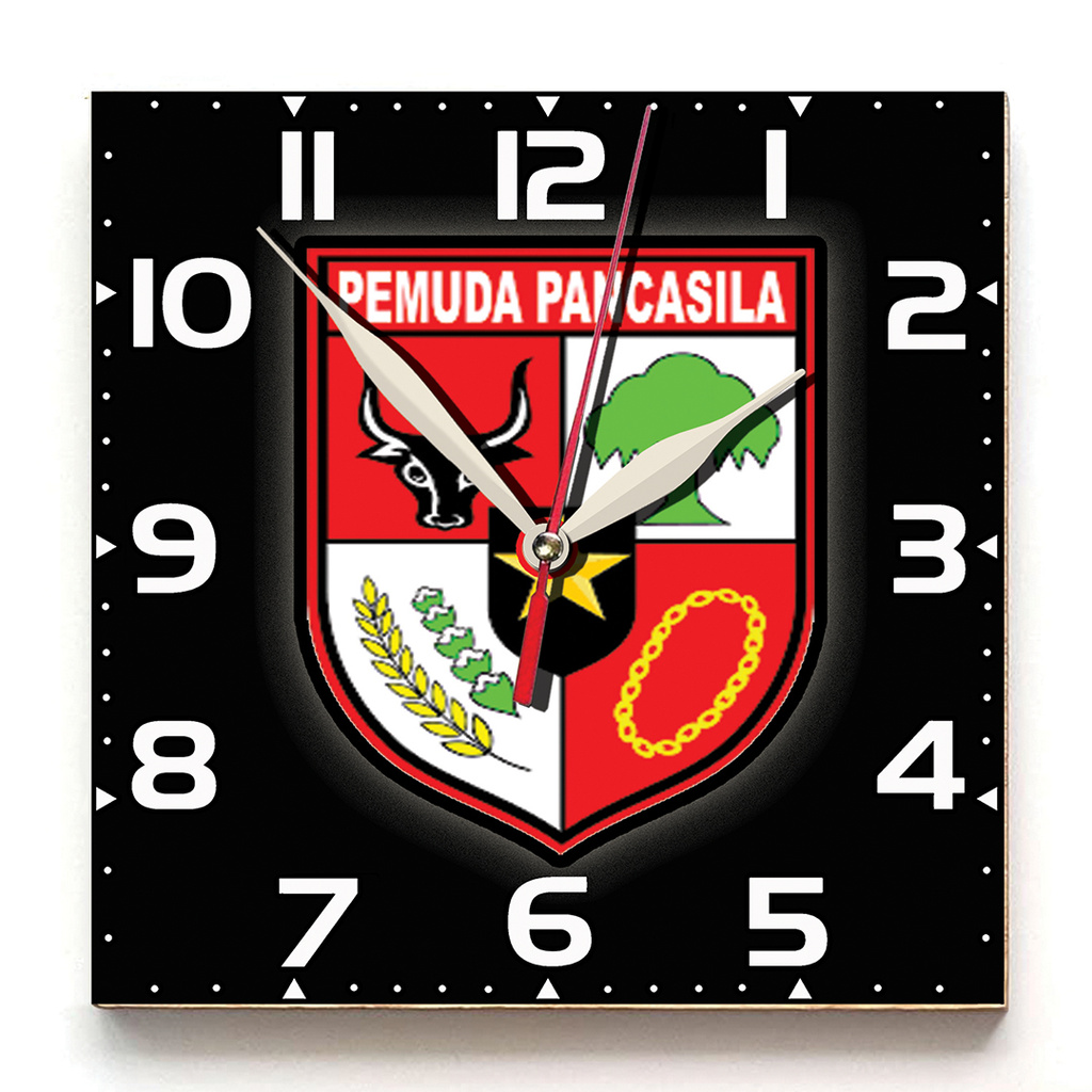 JAM DINDING UNIK KARAKTER PEMUDA PANCASILA - PP 2 . KAYU 30x30