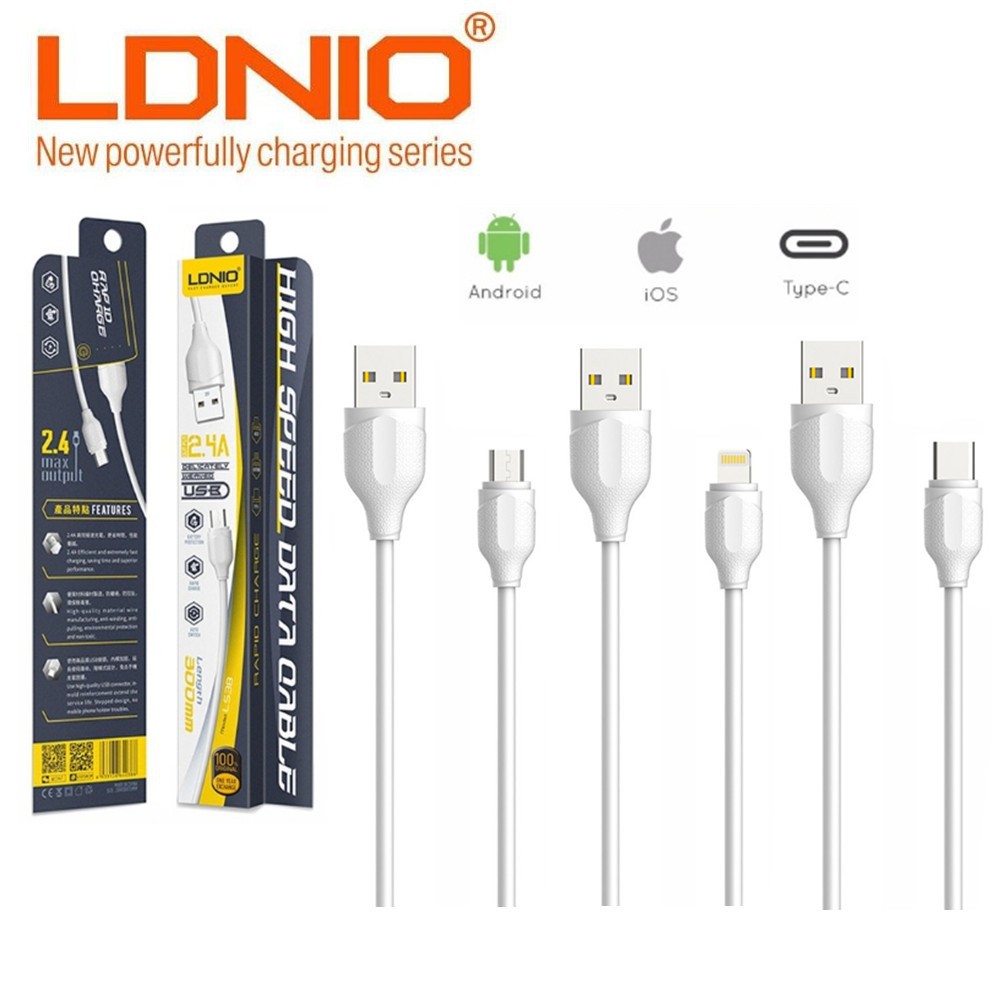 Kabel Charger Data 30cm LDNIO LS38 Micro USB USB C Fast Charge