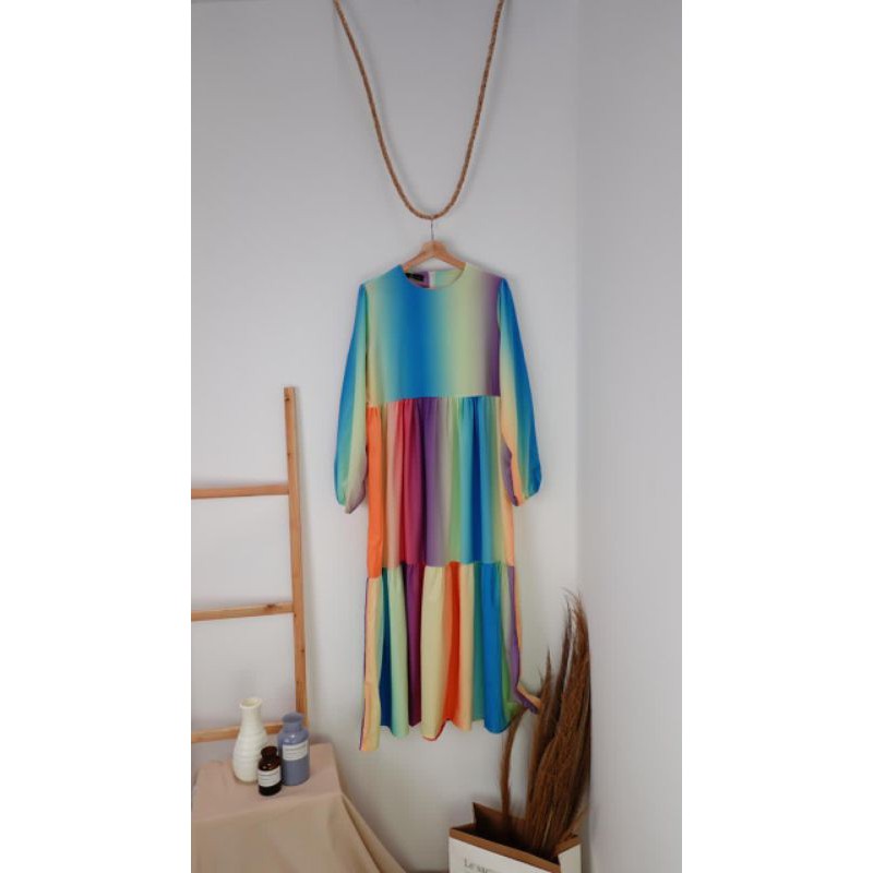 Gamis Pelangi Rainbow Dress Import Bangkok