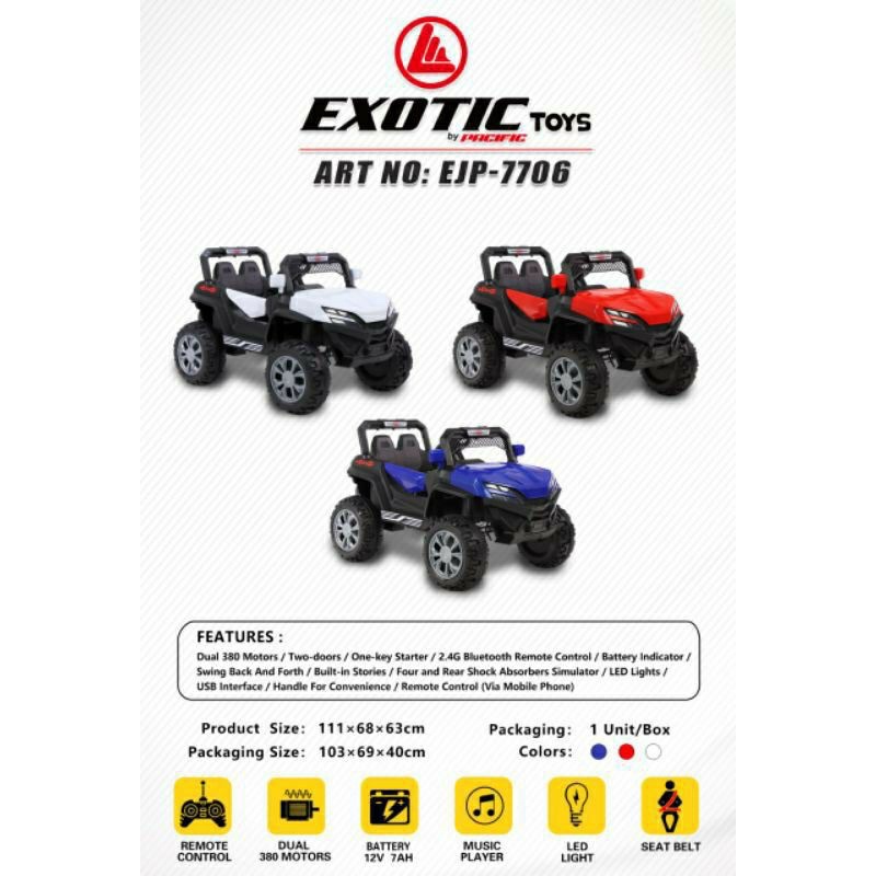 Mobil Aki Anak EXOTIC Jeep EJP-7706 EJP-7704 7727 7707 EJP7706 EJP7004 EJP7727 EJP7707 Remote Remot Murah-2