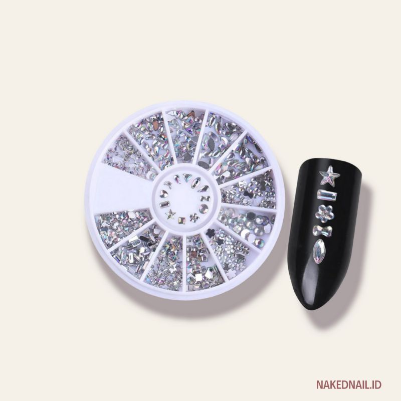 Nail decoration rhinestone silver hiasan kuku charm kuku nail art