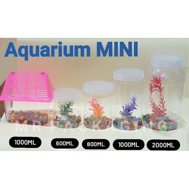 Aquarium Mini Toples | Akuarium Kecil Jar Wadah ikan hias cupang koi berta | pet home rumah hewan