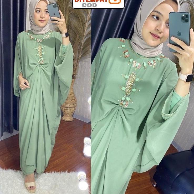 ◘ Kaftan Payet Raisa / Kaftan Lebaran / Kaftan Jumbo / Kaftan Mewah / Baju pesta ℮