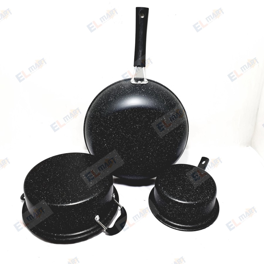 Panci Wajan Set Marble Asta Marbello Cookware Set 7 Pc Anti Lengket mewah dan elegan tutup kaca ori