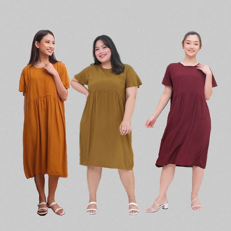 Fleur Plain Daster Busui Friendly / Nursing Dress Bukaan Samping | Baju Menyusui Katun Rayon