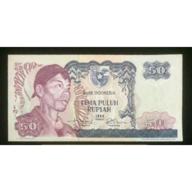 1 Lembar 50 Rupiah Seri Sudirman Tahun 1968 / Uang Kuno Indonesia / Koleksi / Hobi