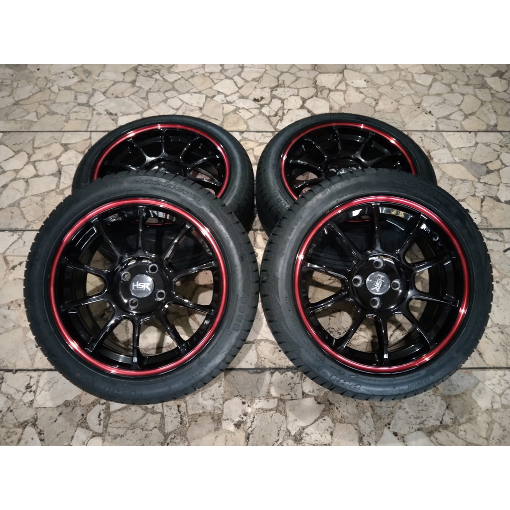 Velg Racing Bekas Copotan Hsr Ze40 Ring 16 Lubang 4x100 + Ban Accelera 195 50 R16 Buat Mobil Datsun 