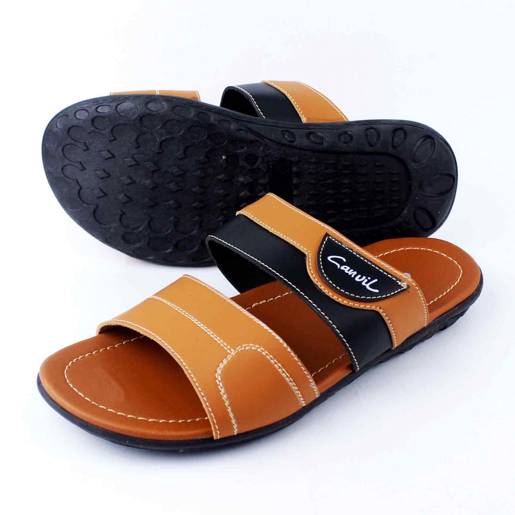 Sandal Pria Dewasa Model Selop Casual CVL 11 Tan