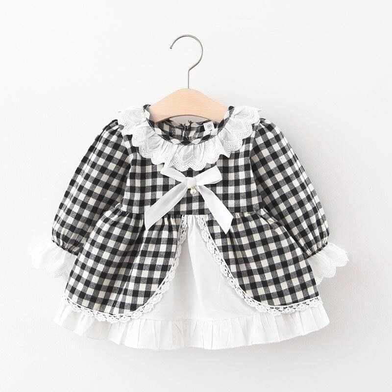 Promo !! Dress anak perempuan import / Dress briana tartan cutie mote ukuran 5 bulan - 1 tahun
