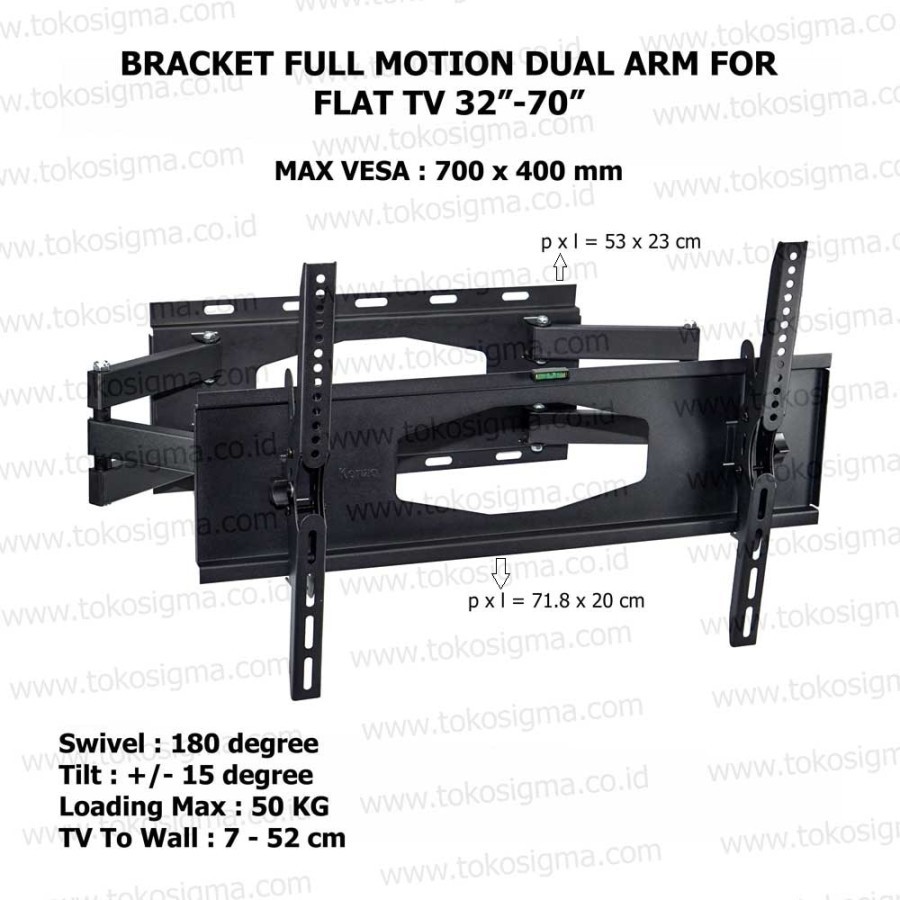 WALL BRACKET FULL MOTION KZ-29 for FLAT TV 32&quot; - 70&quot;